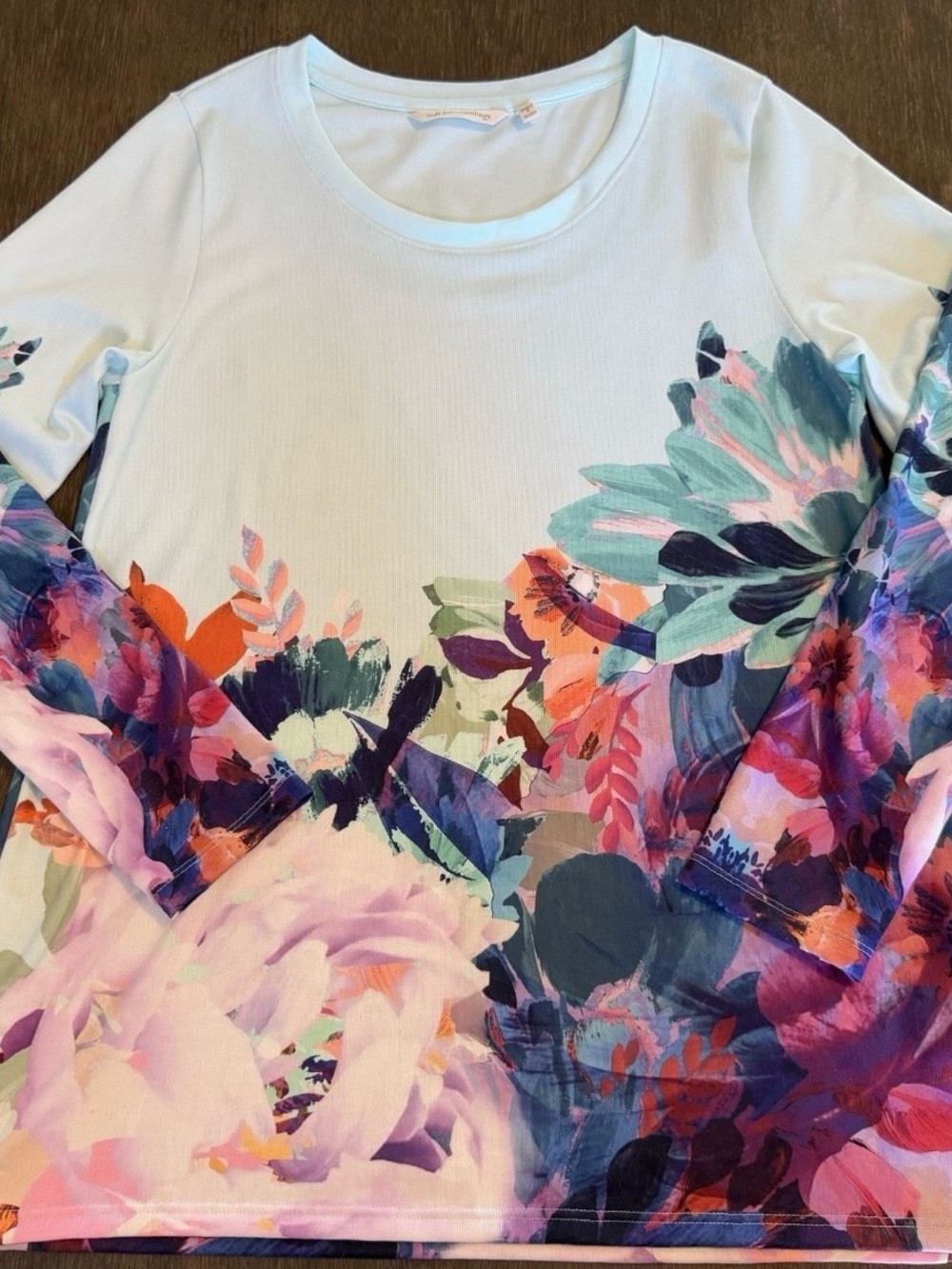 Soft Surroundings Women’s Size Small Pasaia Tunic Aqua Blue Floral Tunic Top